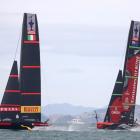 Luna Rossa and Team New Zealand race during Wednesday's America's Cup action. Photo: Getty Images