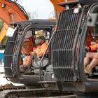 CCNZ CablePrice National Excavator Operator Competition 2021 champion Troy Calteaux (left)...