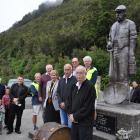 Dignitaries and descendants at the Brunner Mine site on Thursday morning. PHOTO: ALLAN GIBSON