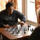 Hildon Nisa, of Dunedin, and David Reid, of Herbert (below) play a game of chess at the Otago...