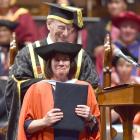 Outgoing vice-chancellor Prof Harlene Hayne acknowledges the audience after receiving an honorary...