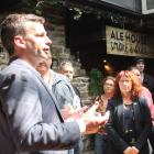 Act New Zealand leader David Seymour thanks Invercargill voters, watched by MPs Toni Severin and...