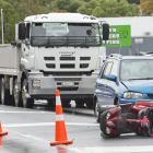 The scene of a collision between a car and a mobility scooter on Kaikorai Valley Rd. Photo:...
