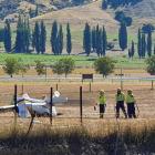 The plane overturned during the "hard landing" in Cromwell today. Photo: Supplied