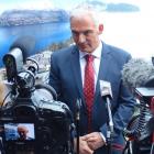 Tourism and Regional Development Minister Stuart Nash speaks to media in Queenstown yesterday...