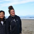 French travellers Caroline Ly and Oaianne Lelay visited an Invercargill beach yesterday morning,...