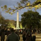 People gather around the cenotaph in Queens Gardens this morning for the Dunedin Dawn Service....