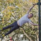 Swinging into the  Octagon yesterday ahead of his Dunedin Arts Festival show is physical theatre...