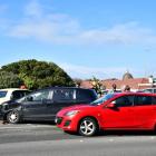 Three cars were involved in a crash near Kmart in Invercargill today. Photo: Laura Smith