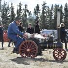 Clive Lintern, from Taranaki, takes a borrowed scale model traction engine for a burn at Wheels...