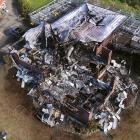 Daylight shows the destructive power of the fire.