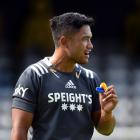 Highlanders first five-eighth Josh Ioane takes a breather during a training session at Forsyth...