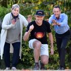 Dunedin ultra-marathon runner Glenn Sutton (47, centre) prepares yesterday for his longest...