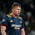 James Lentjes, of the Highlanders, catches his breath during his team’s Super Rugby Aotearoa...