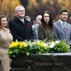 Attending a wreath-laying ceremony at the Arrowtown War Memorial yesterday are (from left) Jenny...