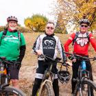 The first three riders to officially complete the Lake Dunstan Cycle and Walking Trail on...