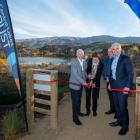 Sir Eion and Jan Lady Edgar (left), Central Otago Queenstown Trails Trust chairman Stephen...
