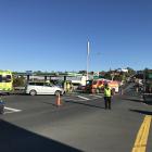 Emergency services at the scene this morning. PHOTO: GREGOR RICHARDSON