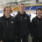 Phoenix Thunder players (from left) Dylan Devlin, Jacob Hurring and Joe Orr at the Dunedin Ice...