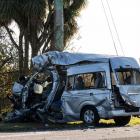 Four people died yesterday morning in Ashburton after a crash between a van and a truck. Photo:...