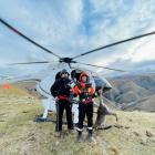 A Heliventures NZ contractor and Trap and Trigger thermal imagery operator with the wallaby...