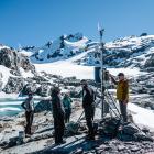 Scientists from the University of Otago at the Mt Brewster weather station, which is being used...
