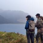 Lisa Scott gets an overview of hunting on Glen Dene Station, Lake Hawea, from guide Tony Higgins....