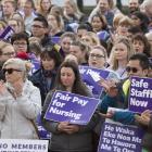 Striking nurses gather in Dunedin’s Octagon during a rally early this month. PHOTO: GERARD O’BRIEN