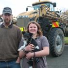 Ngapara Crop Services owner George Tepper, and daughter Lilan (16), with Pip the dog, came out to...