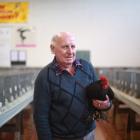 Malcolm Mather holds a Pekin bantam he has entered in the Oamaru Poultry, Pigeon and Canary...