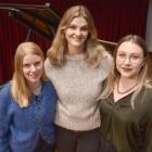 Dunedin singers (from left) Erica Paterson, Rhiannon Cooper and Olivia Pike at Marama Hall, after...