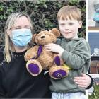 Pictured at home yesterday afternoon is Anne Gatenby with son Clyde (6) and teddy bear Cadbury,...