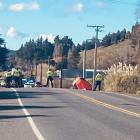 Emergency services at the scene of crash near East Taieri. Photo: Craig Baxter