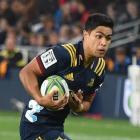 Highlanders first five-eighth Josh Ioane looks to take on the Jaguares defence at Forsyth Barr Stadium on Saturday night. PHOTO: GREGOR RICHARDSON