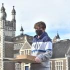 Otago Boys’ High School pupil Liam Cumming (15) collects level 1 NCEA arts supplies from the...