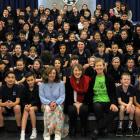 With Waverley Park School pupils yesterday during the Storylines tour of Southland are (from left...