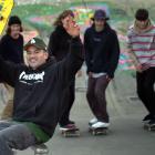 Dunedin skater Chey Grace prepares to enjoy the popular Thomas Burns Skate Park on last night....