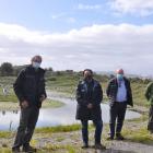 From left: West Coast Whitebaiters Association president Rob Roney, Conservation Minister Kiri...