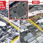 Past (left) and present aerial photographs show the location of a underground tar well  in...