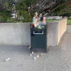 An overflowing rubbish bin in Sumner. Photo: Supplied