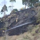 Crews fight the blaze near Oamaru. Photo: Kayla Hodge