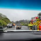 Emergency services attend traffic incidents on Dunedin's Southern Motorway. Photo: Louise Frampton