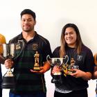 Fab four ... Dunedin club rugby award winners Cameron Millar, Ray Nu’u, Kilisitina Moata’ane and...