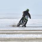 A rider has plenty of room on Oreti Beach at an earlier Burt Munro Challenge. PHOTO: ODT FILES
