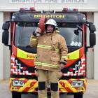 Brighton Chief Fire Officer Grant Tap with the Brighton Volunteer Fire Brigade’s new fire truck....