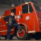 Dunedin Fire Brigade Restoration Society president Gerald Newbury takes a moment with the 1950s...