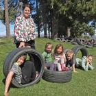 Hawea Flat School principal Tania Pringle with pupils (from left) Max Gollop (10), Lilyana...