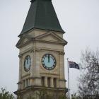 The clocktower above the Waitaki District Council headquarters in Oamaru has been stopped for...