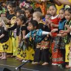 All together now . . . Children from Punavai Ole Atamai Preschool perform during the last day of...