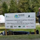 Unveiling a sign at Leithen Picnic Area in West Otago last week are  Pomahaka Water Care Group...
